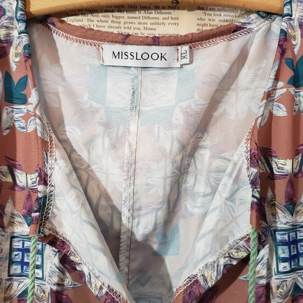 Fairycore Mori Girl Floral Print Brown Maxi sz XL 70s Retro Look Cottagecore - Picture 6 of 7